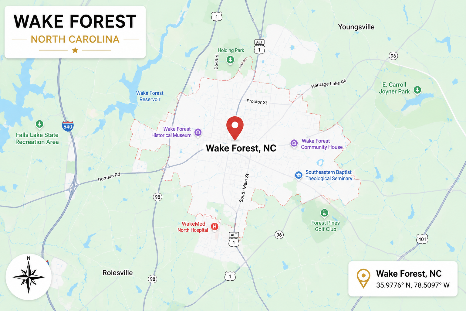 Wake Forest NC pest control service area map